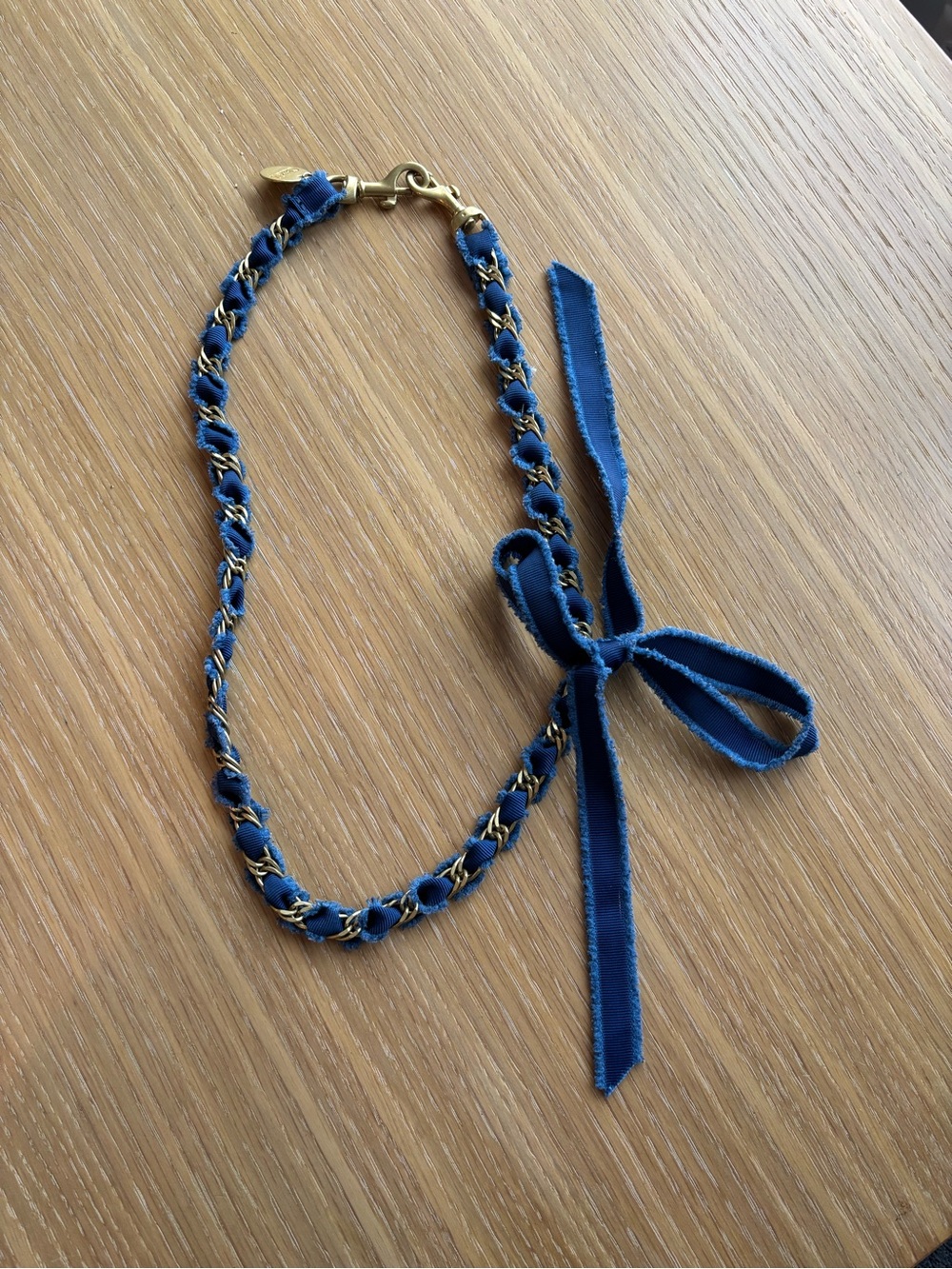 Clare V Blue Ribbon & Gold Chain Bag Strap